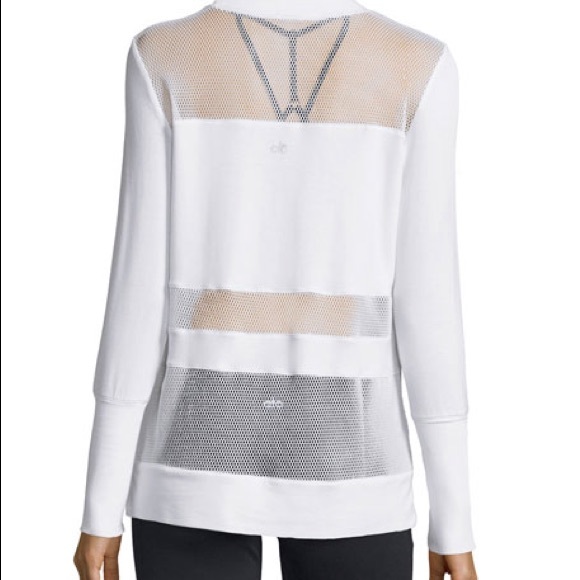 ALO Yoga White Mesh Panel Long Sleeve Top Sz S - Picture 2 of 8